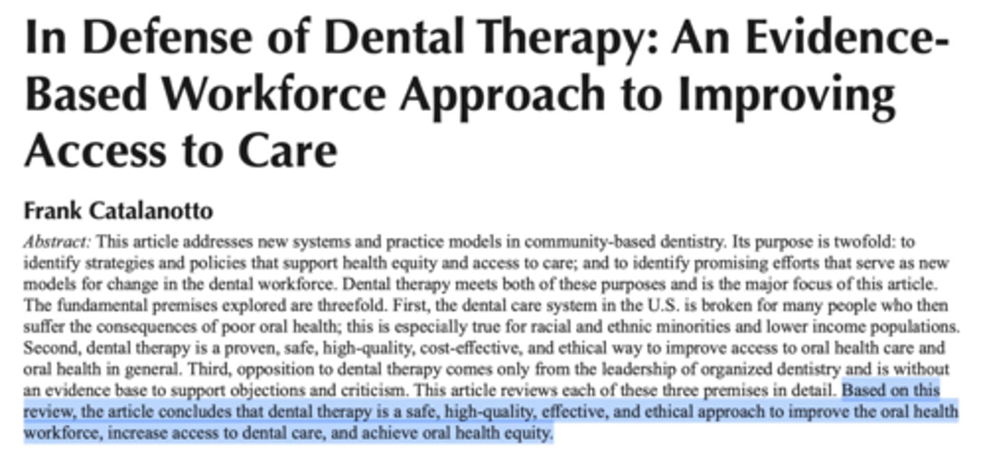 <p>B. It's equal to that provided by dentists within their scope</p>