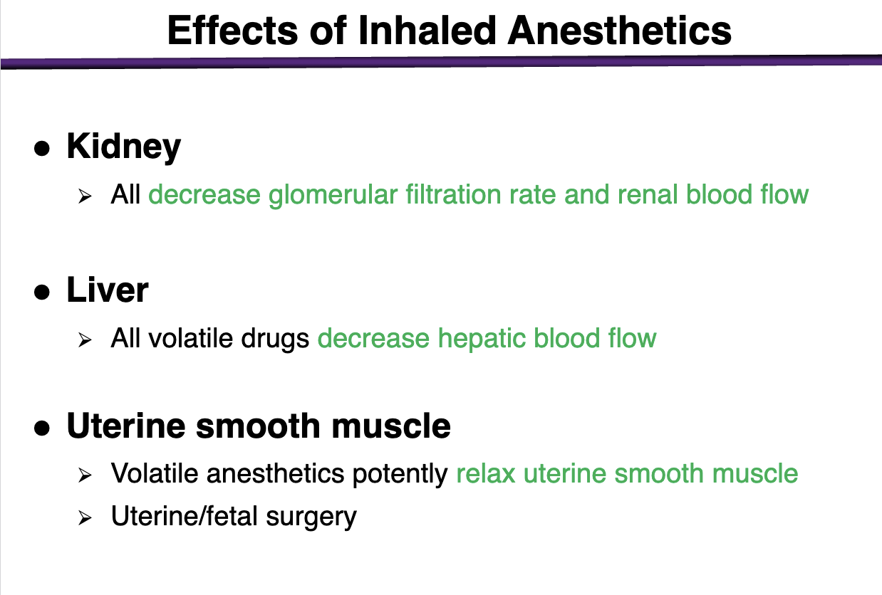 <p>decrease GFR and renal blood flow </p>
