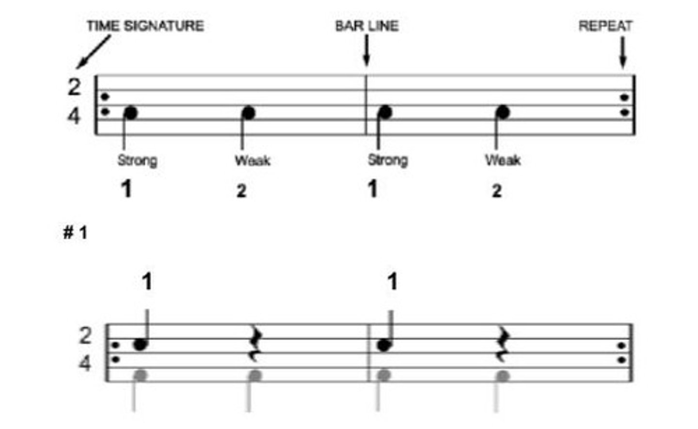 <p>2 beats per measure</p>