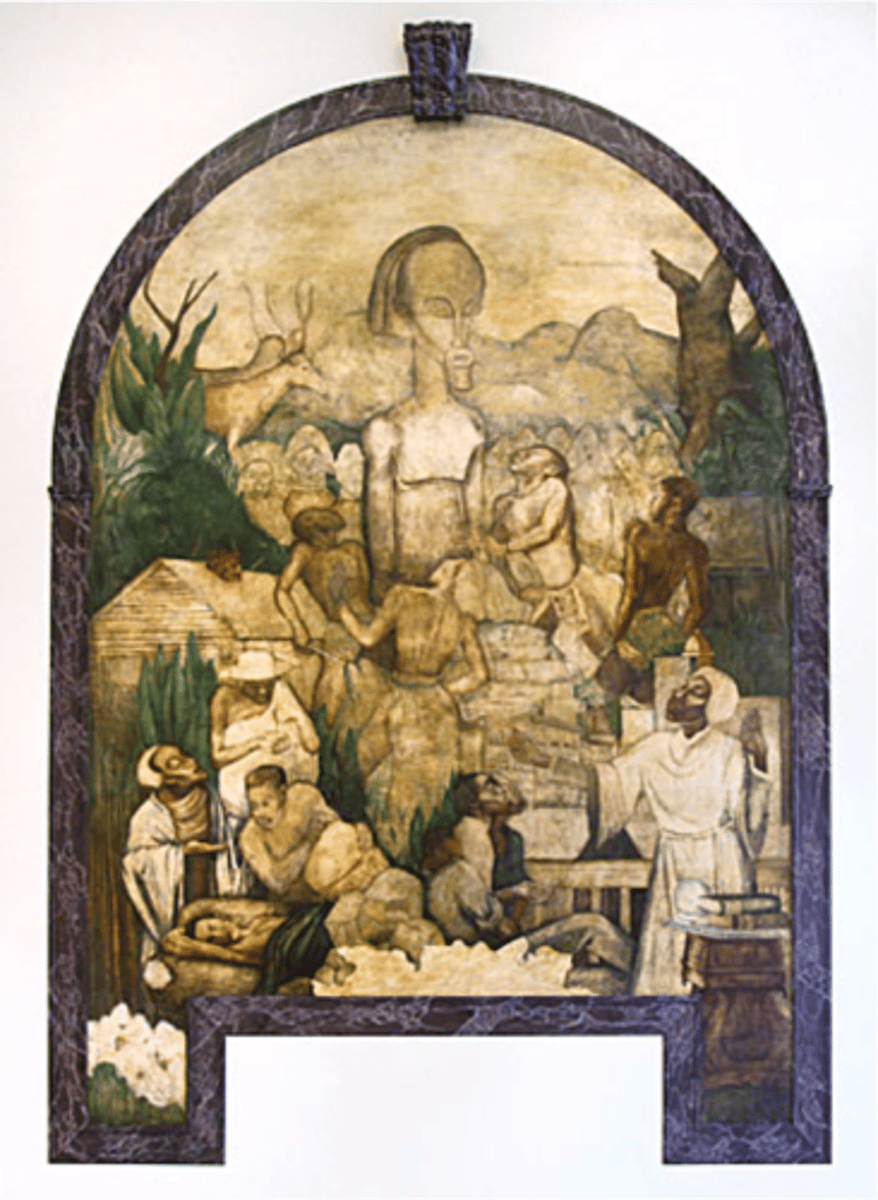 <p>Famed muralist that Jacob Lawrence took lessons from while he was a youth in Harlem at the Utopia Children House and Harlem Art Workshop. At this time he also studied with sculptor Augusta Savage. Most of his studies were at 135th branch of the New York Public Library(Now the Schoenberg Center for Research in Black Studies), which is now the site of most of Laurence's murals.</p>