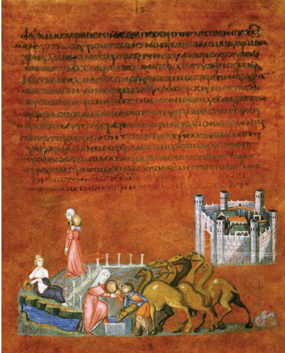 3.50 Vienna Genesis, Rebecca and Eliezer at the Well 