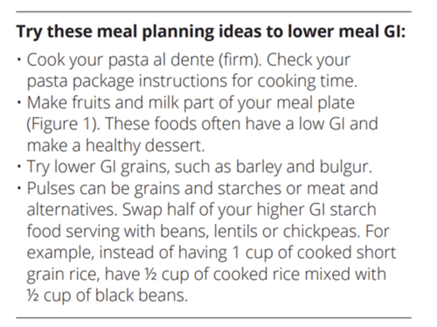 <p>- ranks a carb-containing food or drink by how much it raises blood sugar levels</p><p>- Foods with higher GI increase blood sugar higher and faster than foods with a low GI</p><p>- Benefits:</p><p>- Decrease risk of type 2 diabetes</p><p>- decrease risk of heart disease and stroke</p><p>- feel full faster and longer</p><p>- Weight management</p><p>- High GI diet associated with increased risk of overall cancer, colon and bladder cancer</p>