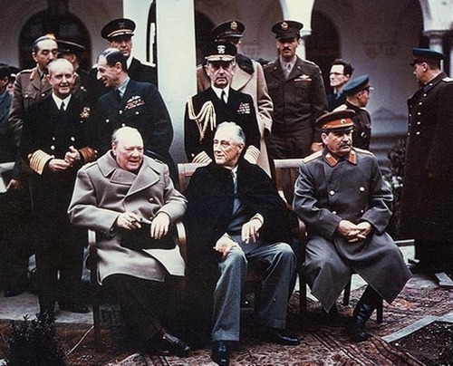 <p>FDR, Churchill and Stalin met at Yalta. Russia agreed to declare war on Japan after the surrender of Germany and in return FDR and Churchill promised the USSR concession in Manchuria and the territories that it had lost in the Russo-Japanese War.</p>