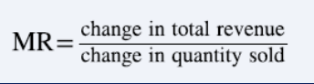 <ul><li><p>change in total revenue from selling a small amount of additional output</p></li></ul><p></p>