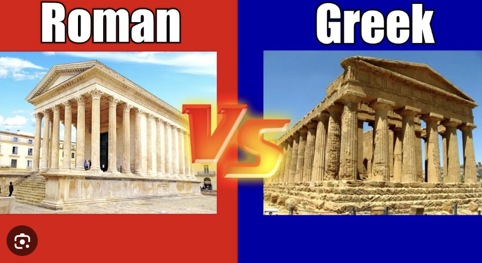 <p>Name the differences between a Greek/Roman Temple </p>