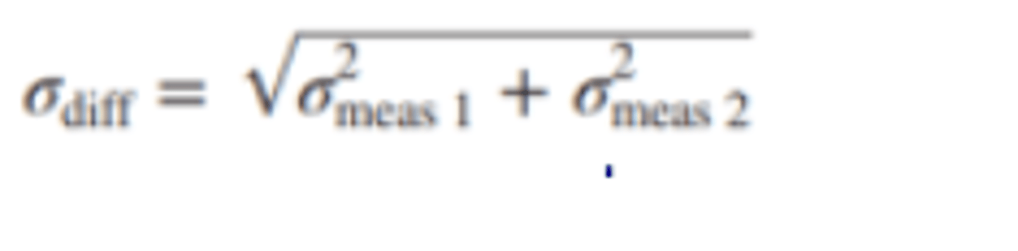 <p>▪ σdiff: The standard error of the difference between two scores.</p><p>▪ σ2meas1: The squared standard error of measurement for test 1.</p><p>▪ σ2meas2: The squared standard error of measurement for test 2.</p>