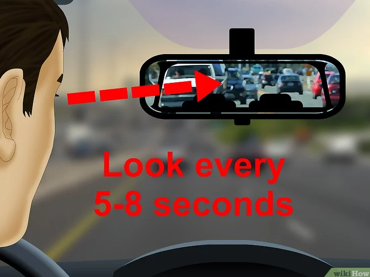 <p>To see behind the vehicle; drivers must <strong>frequently glance</strong> at it.</p>