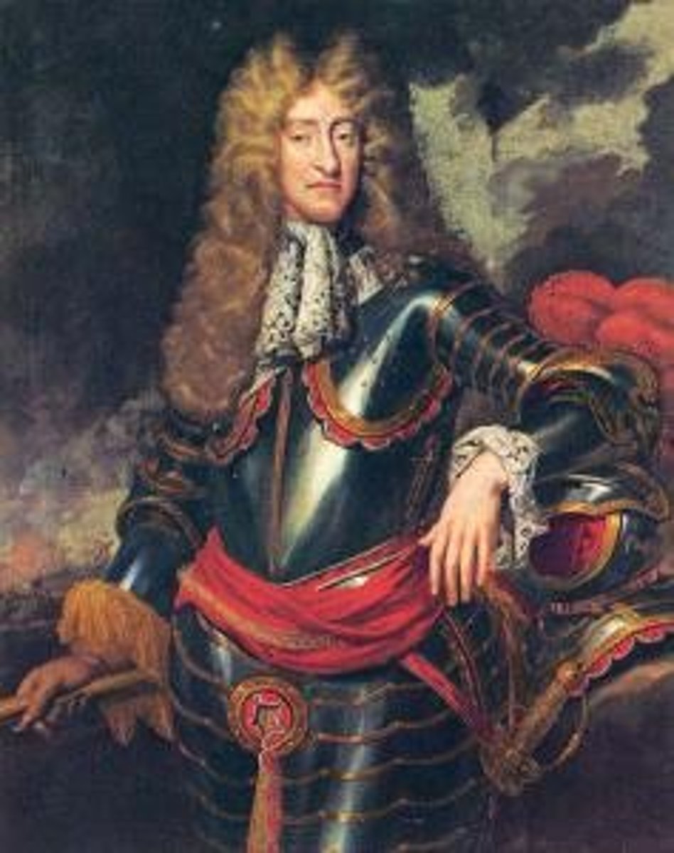 <p>The last Roman Catholic monarch of England, Scotland and Ireland, his reign is now remembered primarily for struggles over religious tolerance. However, it also involved the principles of absolutism and divine right of kings and his deposition ended a century of political and civil strife by confirming the primacy of Parliament over the Crown. Deposed in the Glorious Revolution of 1688.</p>