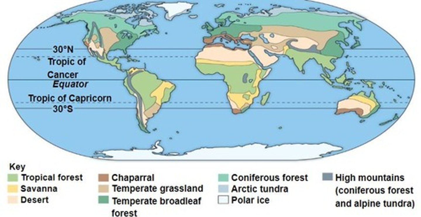 <p>Water-based ecosystems like lakes and oceans.</p>