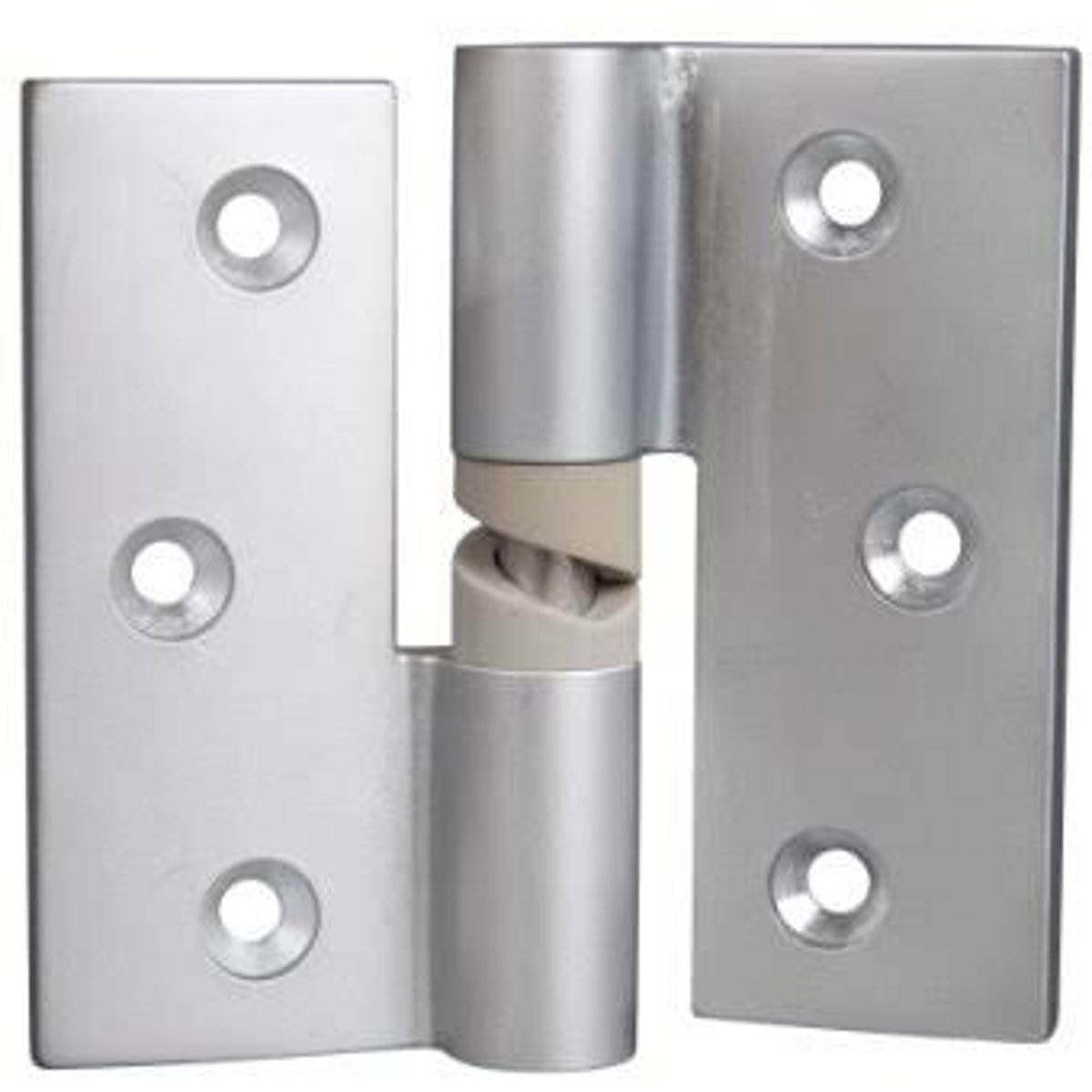 <p>A hinge that closes automatically by means of gravity; for heavy metal doors</p>