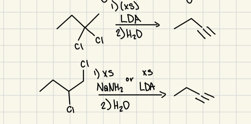 <p>creates terminal alkyne</p>