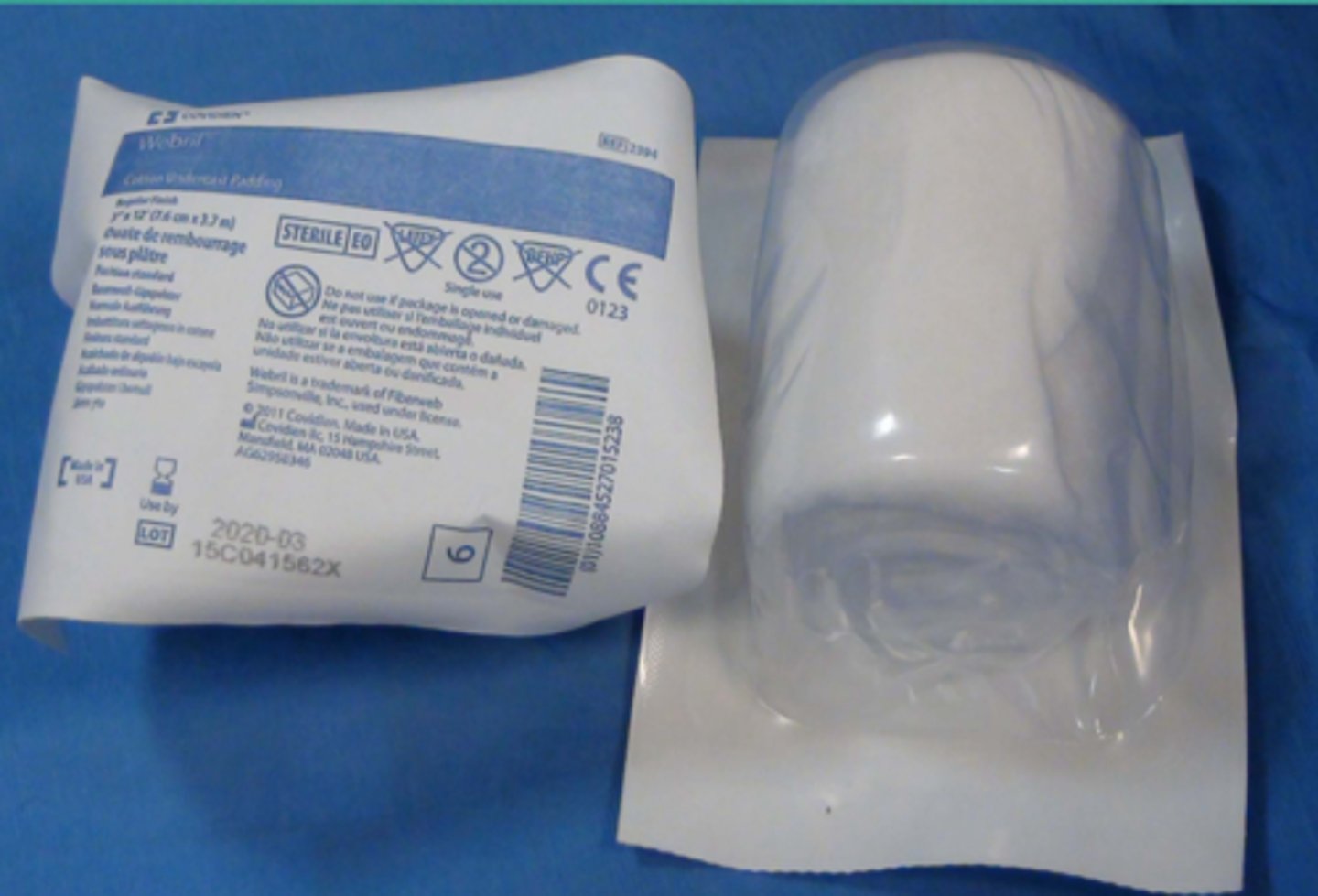 <p>Cast padding provides cushion between skin and fiberglass part of casts. It absorbs moisture and allows skin to breathe. It prevent sores and chafing. This product is not very elastic and makes alot of folds in areas uneven in diameter, like joints. It is also commonly used to secure primary layers as it is not very abrasive.</p><p>Secondary layer.</p>