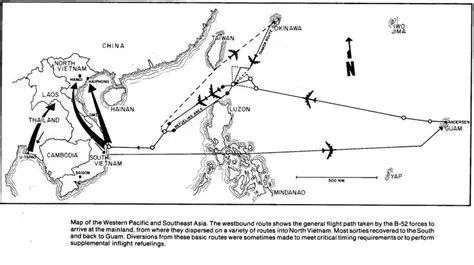 <p>– U.S. bombing campaigns over North Vietnam in 1972 aimed at disrupting supply lines and forcing peace negotiations.</p>