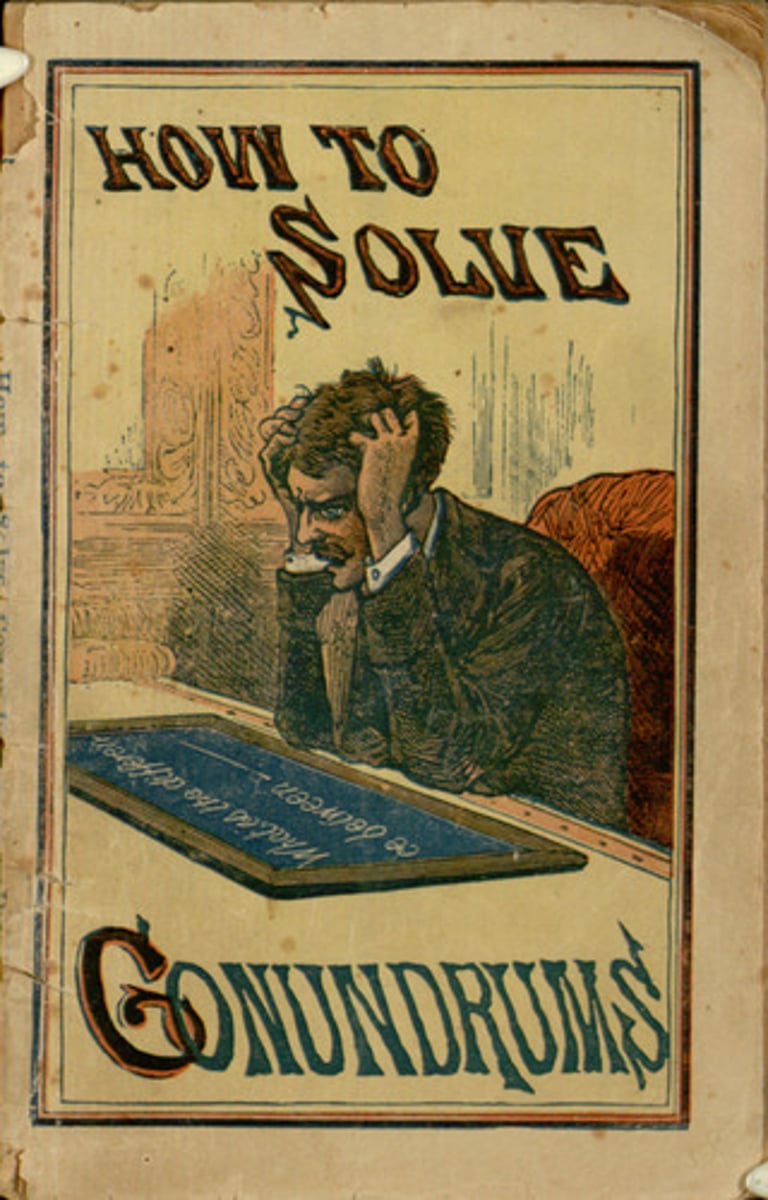 <p>(n.) puzzle, problem (Interpreting Jane's behavior was a constant conundrum .)</p>
