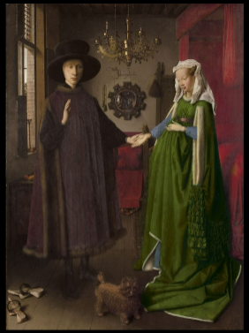 <p><span>Jan van Eyck, <em>Double Portrait of a Giovanni Arnolfini and His Wife</em>, 1434</span></p>