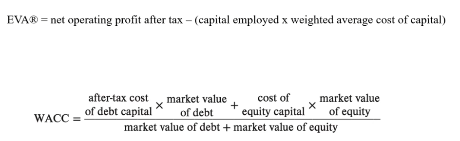 <ul><li><p><span>Measures the value added over an accounting period</span></p></li><li><p><span>The spread between the return generated by business activities and the cost of capital</span></p></li></ul><p></p>