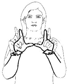 <p>Hold both hands in &quot;L&quot; shapes a few inches apart and then move them together until both thumbs touch</p>