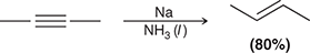 <p>When treated with these reagents, an internal alkyne is converted to a trans alkene.</p><p>(dissolving metal reaction)</p>