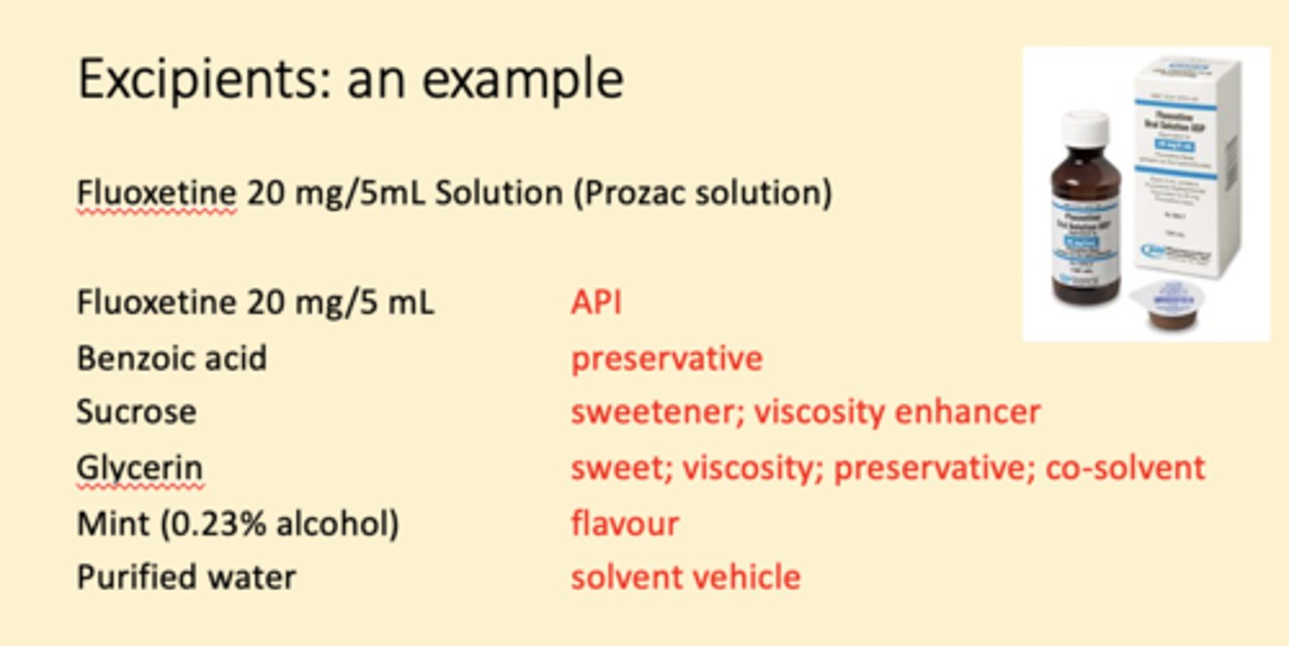 <p>inactive substances used as a carrier for the active ingredients of a medication</p>