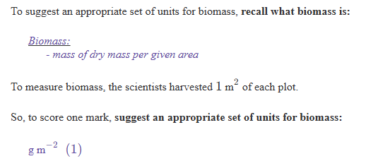 <p><span><strong><span>Part ii) - Up to 1 mark:</span></strong></span></p><ul><li><p><span><span>•1. Accept any mass per area unit (e.g. Grams per metre squared /gm2/g m−2;</span></span></p></li></ul><p><br></p>
