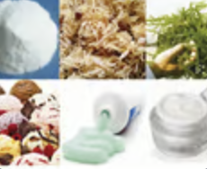 <p>sulfonated polysaccharide in red algal cell walls; thickener and texturizer in ice cream, whipped cream, toothpaste, and cosmetics</p>