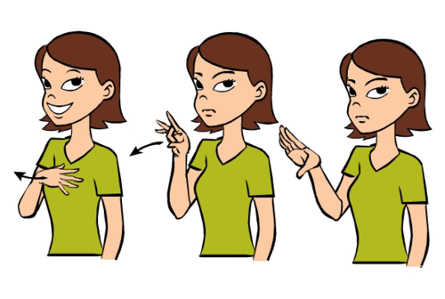 <p>Take your strong hand and and touch your middle and ring fingers to your thumb, while extending your pinkie and index fingers. Starting with your hand at the opposite chest, move your hand away from your body extending all your fingers. The look of utter disdain is optional.</p>