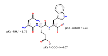 <p><strong><span>Extra Credit Practice: </span></strong><span><span>The tripeptide was placed in a solution with a certain pH that led to the image you see above. Given the pKas and what you see for the ionizable functional groups above, within which pH was the tripeptide placed in:</span></span></p><p><span><span>(A) pH = 1</span></span></p><p><span><span>(B) </span></span><span>pH = 3</span></p><p><span><span>(C) </span></span><span>pH = 6</span></p><p><span><span>(D) </span></span><span>pH = 12</span></p>