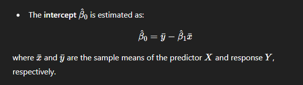 <p>Intercept. </p><p>When all variables are 0, what is the value of y</p>