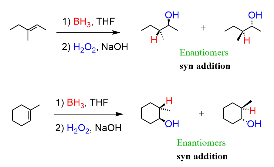 <p>Breaks the pi-bond and adds H and OH across it. It is an anti-Markovnikov addition. </p>