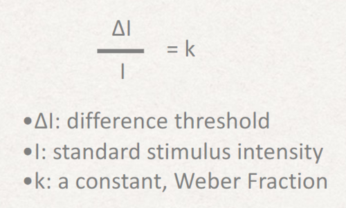 <p>The ratio of the smallest noticeable change in a stimulus to the original intensity.</p>