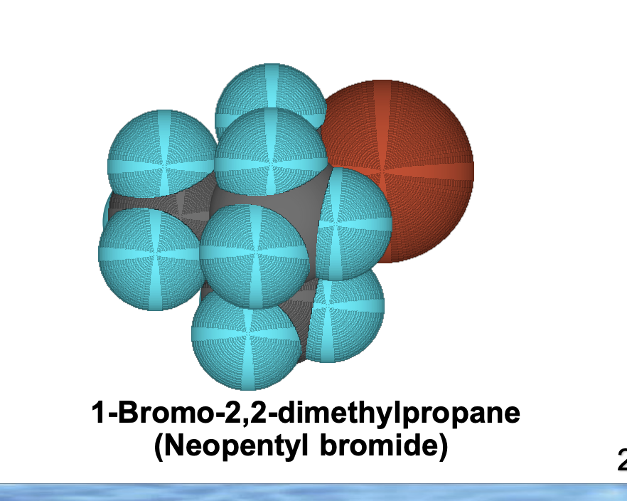 <p><strong>Front:</strong> Why is neopentyl bromide bad for SN2?</p>