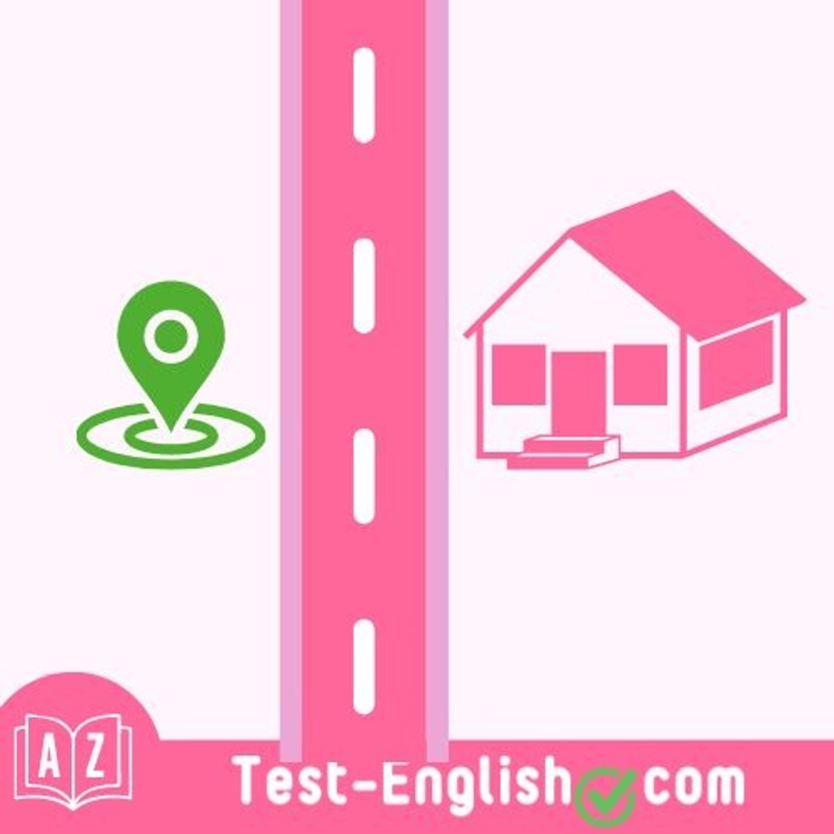 <p>The library is … the school.</p>