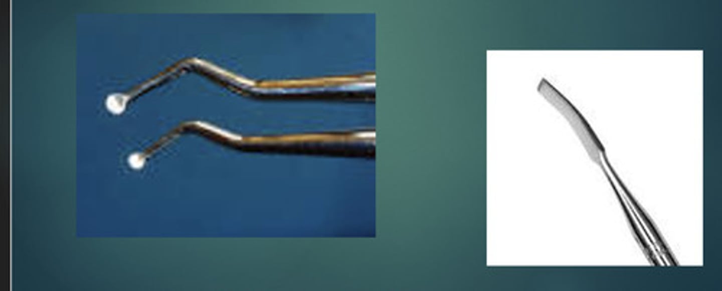 <p>- remove decay, smooth, finish and prepare tooth manually for restoration</p><p>NOT COMMONLY USED</p><p>- excavator, chisel, hoe</p>
