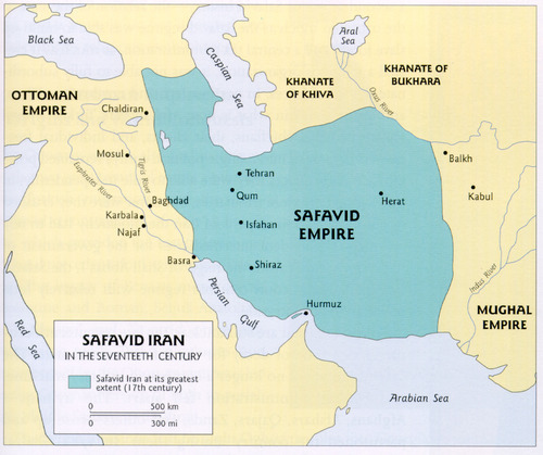 Religion: Shi'a Islam
Region: Persia/Iran, Iraq
Rulers: Shah Ismail, Shah Abbas
Government: shah
