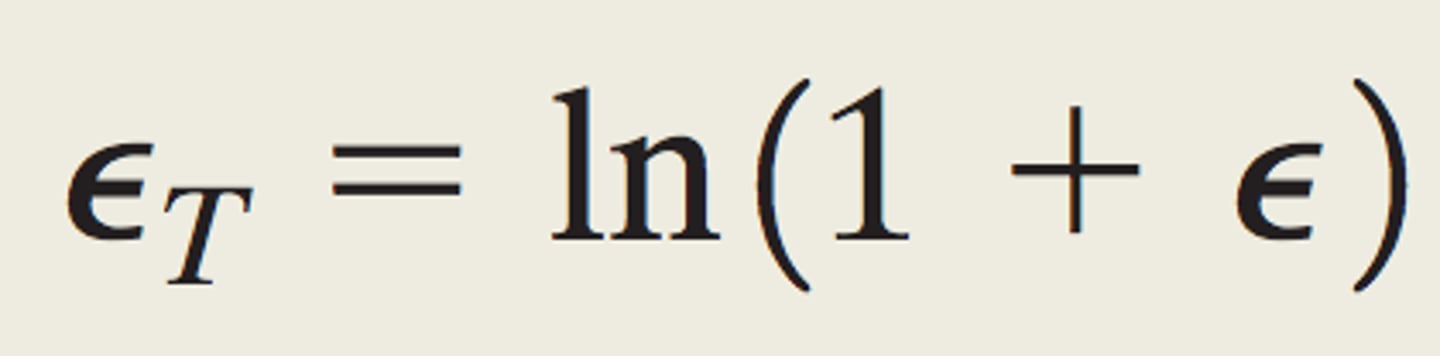 <p>the elongation of the specimen in increments of instantaneous change in length</p>