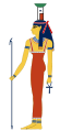 Appearance: she wears hieroglyphics on her head that mean "lady of the house"

Role: the goddess of nature