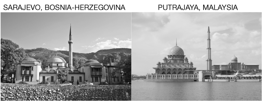 <p>Across the Islamic world, despite different cultures and architectural styles, common features can be seen in mosque architecture. Which of the following explains the diffusion of Islamic architecture worldwide?</p>