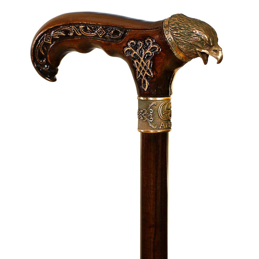 <p>the knob on the top of a cane</p>
