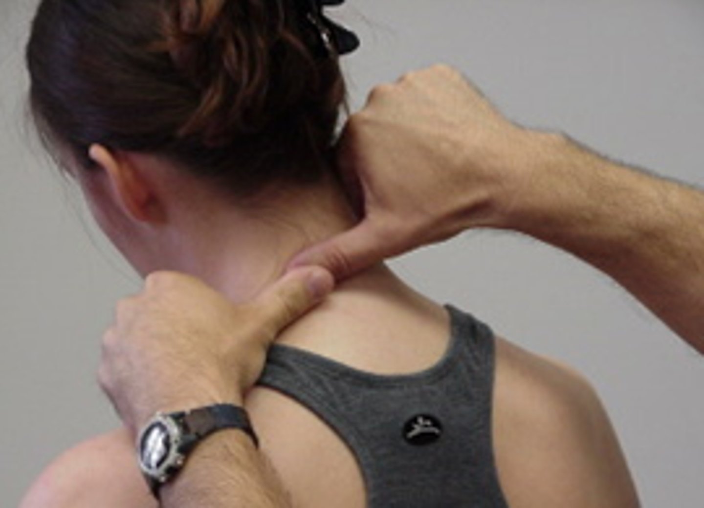 <p>SNAGS - cervical techniques: </p><p>top thumb is lateral to TP of target vertebra</p><p>force is imparted with thumb of other hand</p><p>aim along facet planes</p><p>therapist hands must follow the patient's movement</p><p>Pt provides own (pain free) overpressure</p><p>can also use edge of thumb directly on SP of target vertebra</p>
