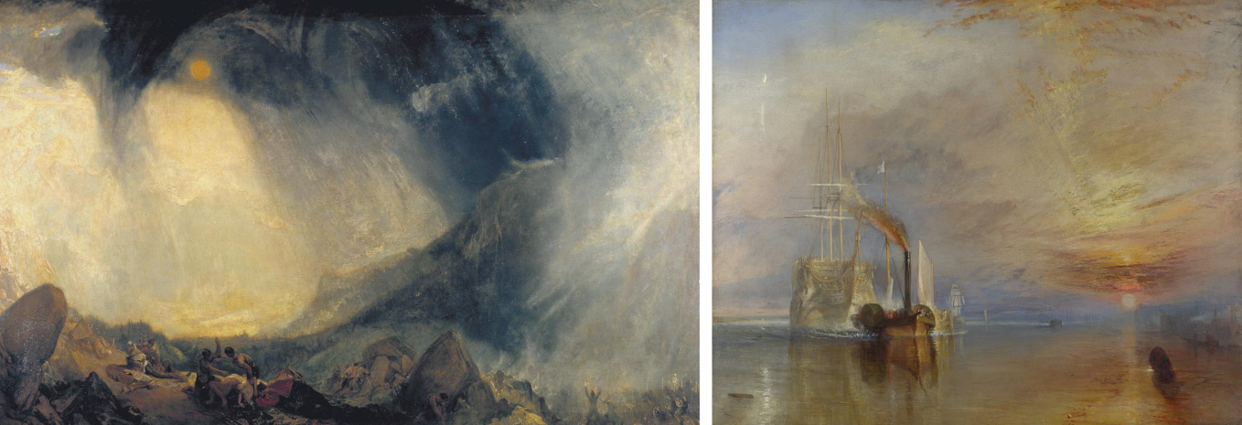 <ul><li><p><span>Commonly known as the "Painter of Light"</span></p></li><li><p><span><strong>Hannibal Crossing the Alps</strong></span></p></li><li><p><span><strong>The Fighting Temeraire</strong></span></p></li></ul><p></p>