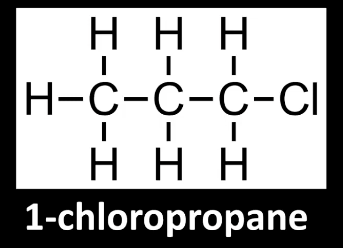 <p>Carbon bonded to halogen is attached to one other carbon.</p><p>Example: 1-chloropropane.</p><p>Look at the halogen-bearing carbon's neighbors.</p>