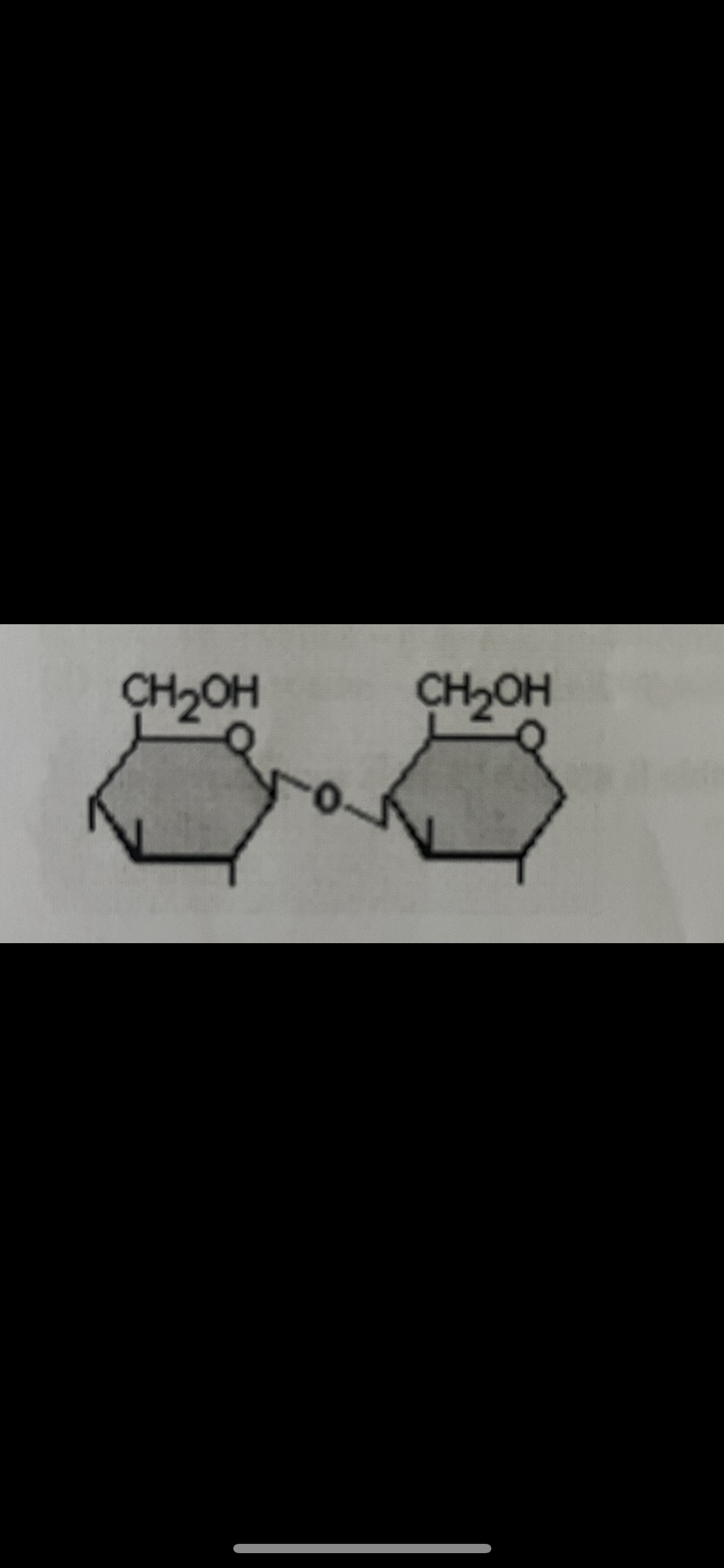 In the disaccharide shown below, the type of linkage is ____.

a. alpha (1,4)

b. beta (1,4)

c. alpha (1,6)

d. beta (1,6)
