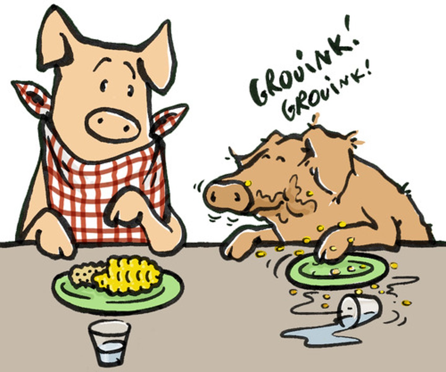 <p>to eat a lot, or to eat noisily and unpleasantly</p>