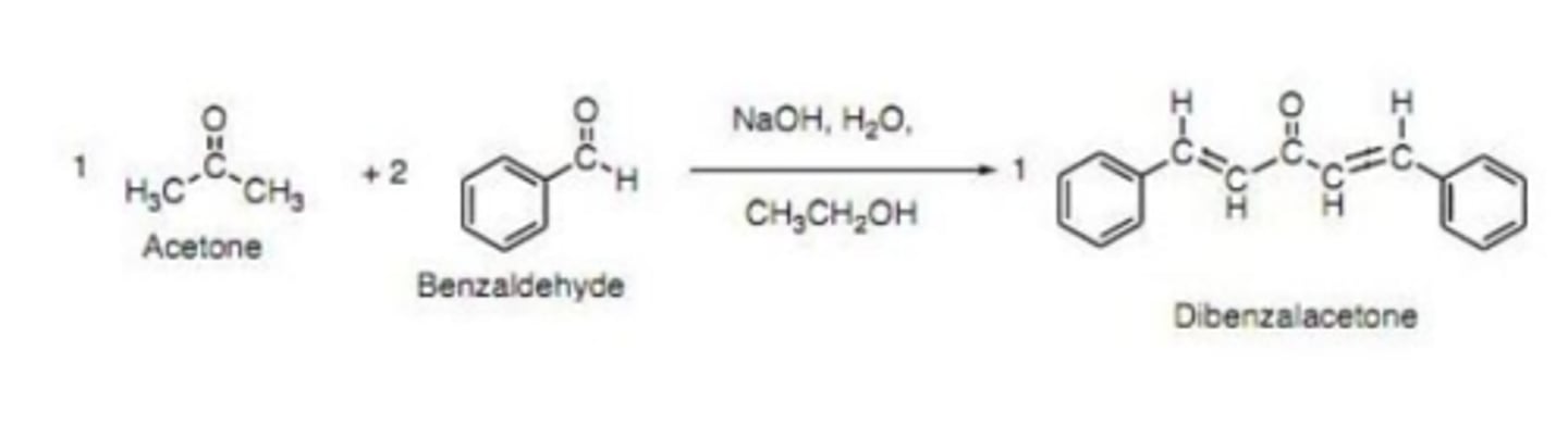 <p>NaOH removes the alpha proton from acetone to produce the enolate.</p>