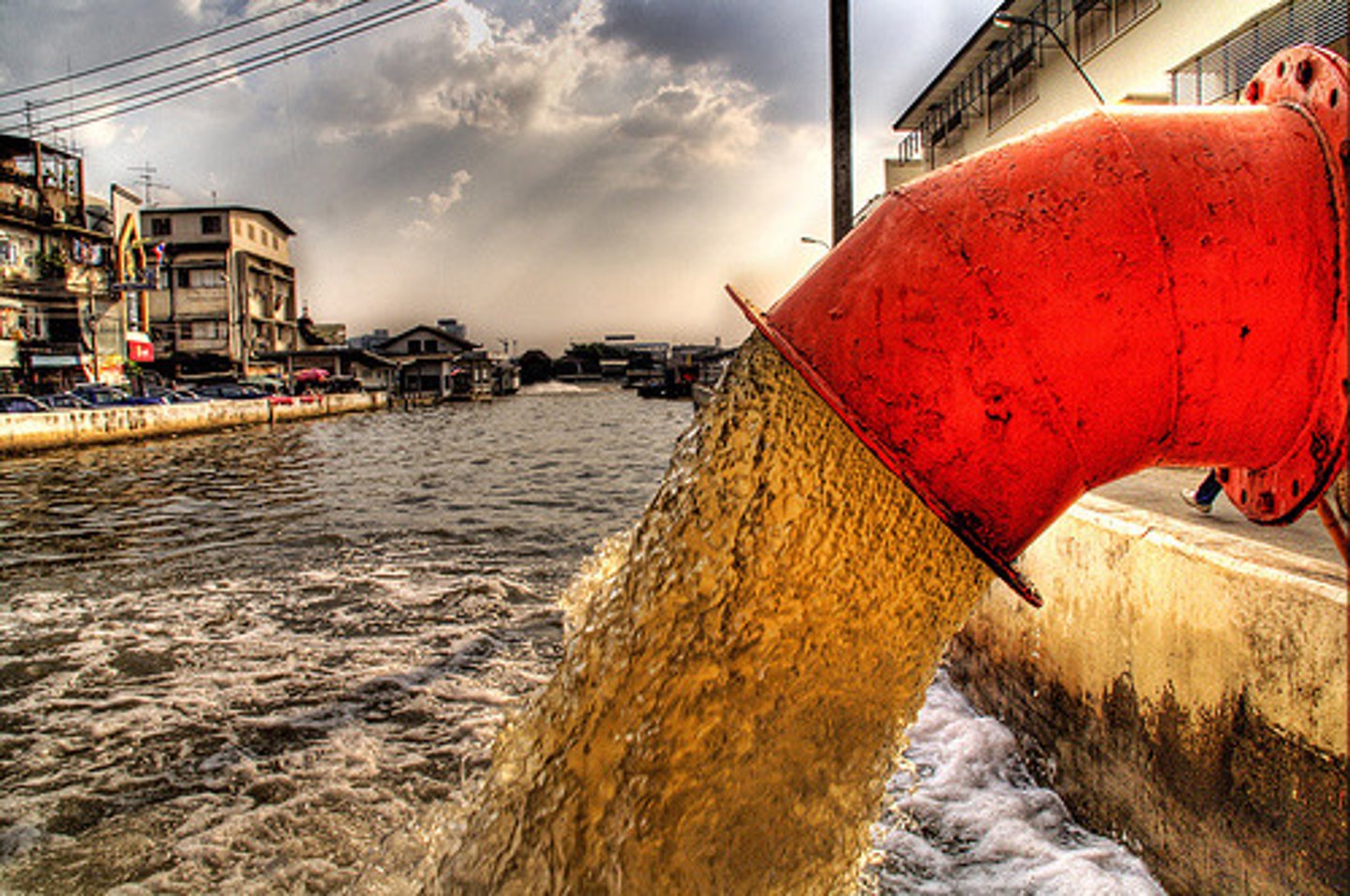 <p>Overwhelmed drains leak waste into water supplies.</p>