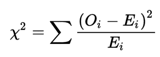 <p>For two species, the sum of (o-e)²/e of the 4 different X² values </p>