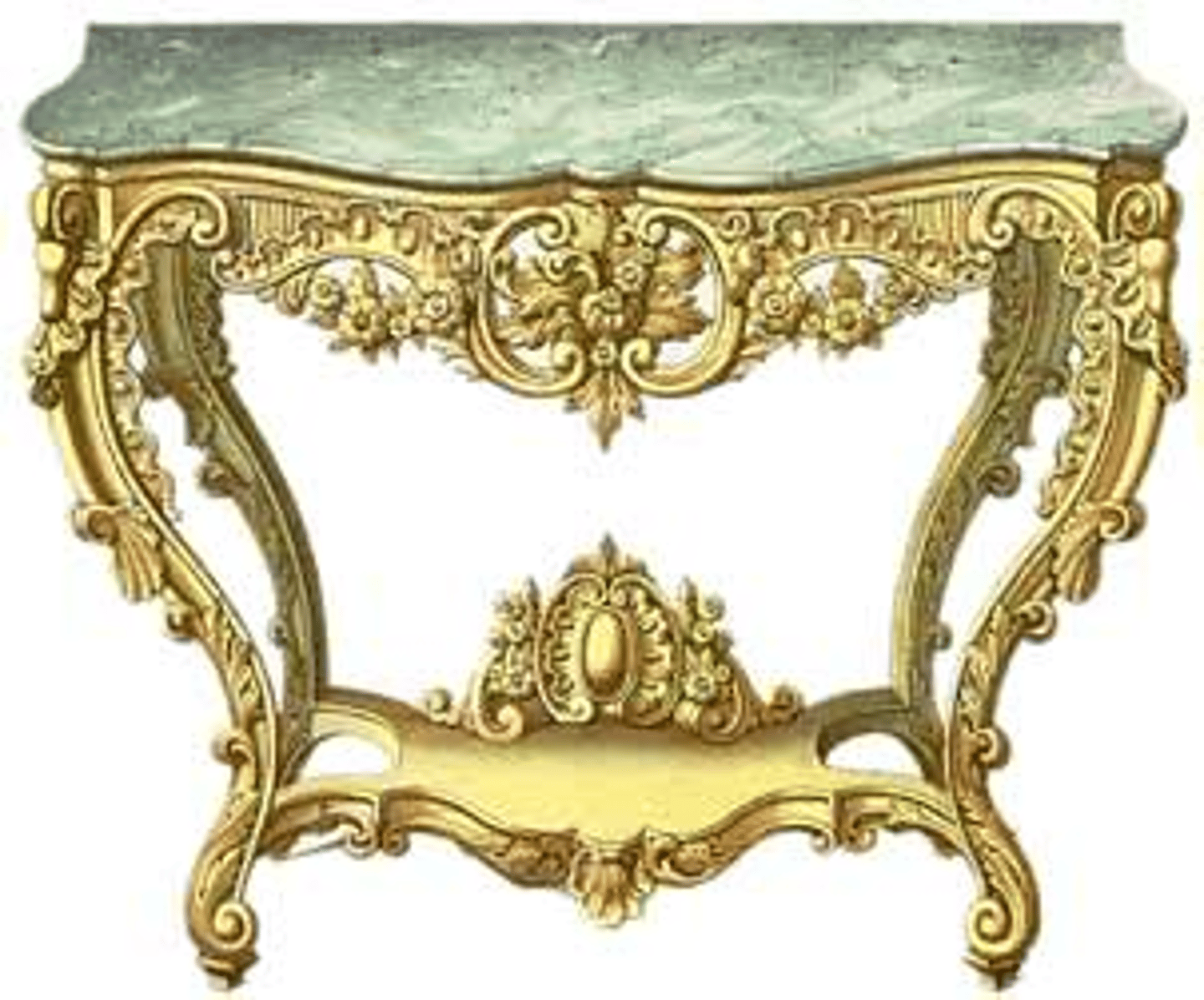 <p>French Rococo (Louis XV)</p><p>a table fixed to a wall with its top supported by consoles or front legs</p>