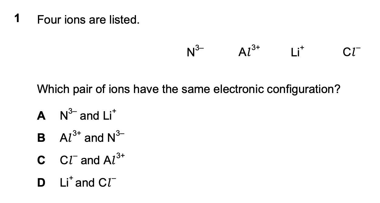 <p>Al has 3+ so the electronic configuration is 2,8</p><p>N has 3- so the electronic configuration is 2,8</p>
