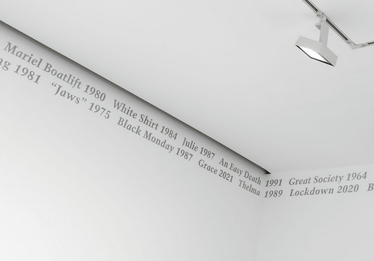 <p>Meaning: <span style="background-color: transparent;"><span>A line of metallic text along a wall that acts as a “portrait,” where meaning changes depending on its display and the viewer, making the work flexible, subjective, and participatory.</span></span></p>