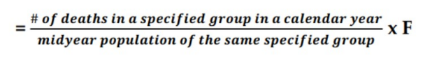 <ul><li><p>measures the force of mortality in specific subgroups of the population</p></li></ul><p></p>